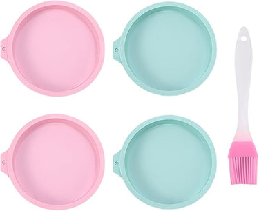 4 moldes para freidora de aire caliente, 1 cepillo de silicona, moldes para freidora de aire caliente, juego de huevos de silicona, moldes para tartas de freidora de aire caliente, herramientas